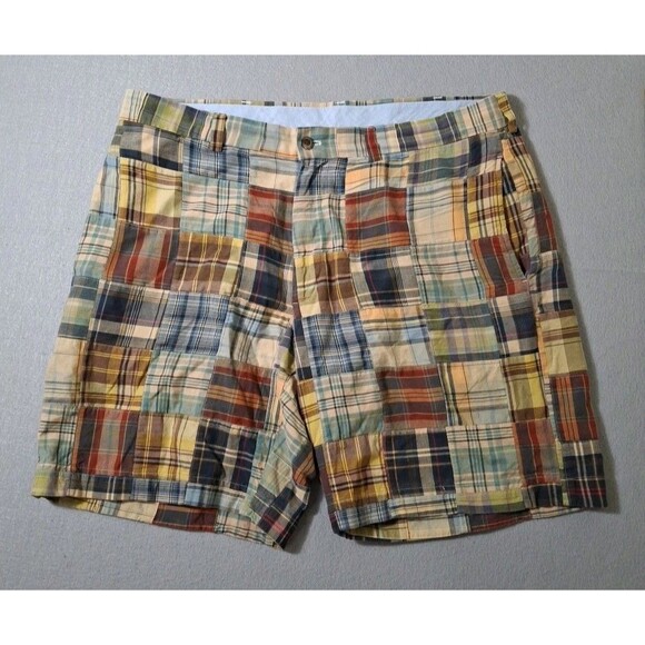 Brooks Brothers Shorts Mens 38 Plaid Patchwork Madras Chino Preppy EUC Quilt - Picture 1 of 7